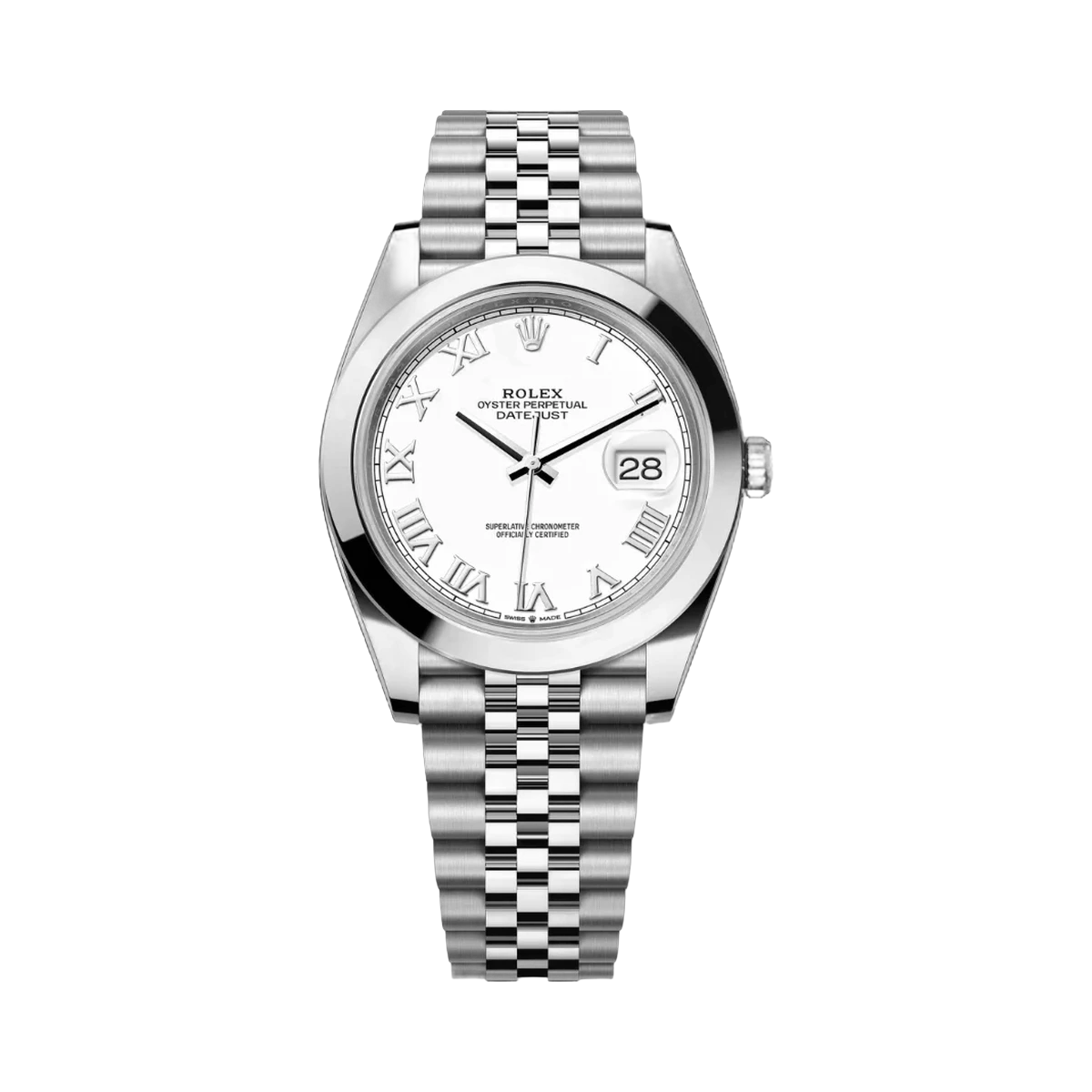 劳力士 Datejust 126300-0016 蚝式恒动罗马数字 41 毫米白色表盘男士手表