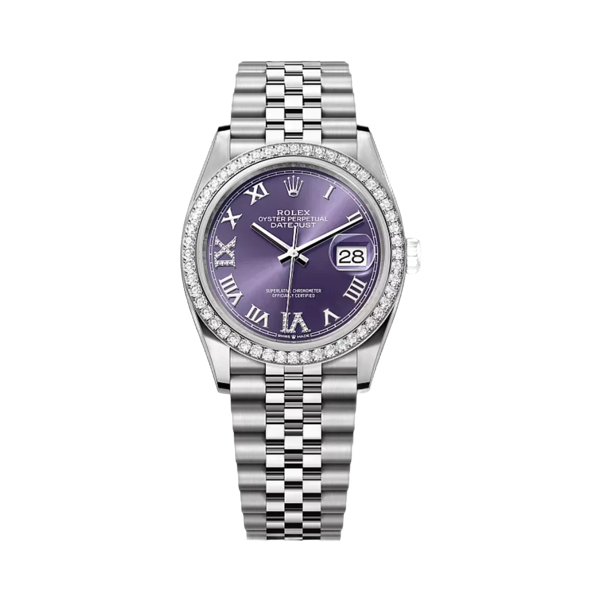 劳力士 Datejust 126284RBR-0013 白金茄子表盘 36 毫米女士手表