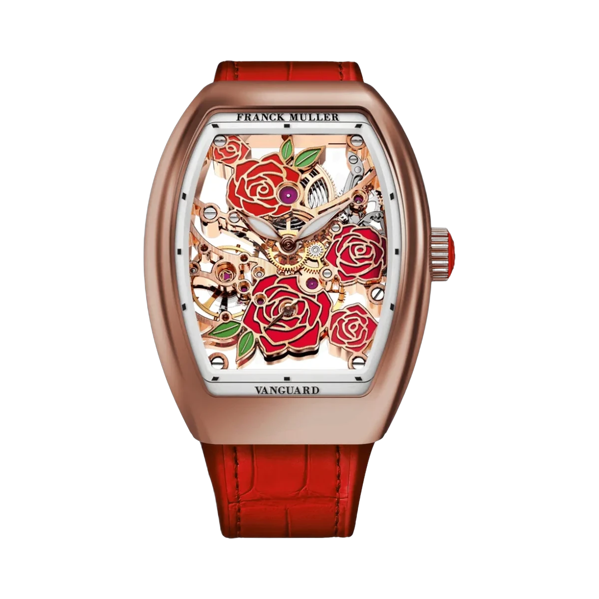 Franck Muller Vanguard Rose RG Red V 32 S6 SQT Rose 5N RG 32mm Skelettzifferblatt Damenuhr