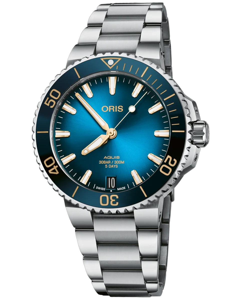 Oris Aquis Date Calibre 400 Ocean Blue Dial 01 400 7769 4125-07 8 22 09PEB 41.5mm Stainless Steel & Ceramic