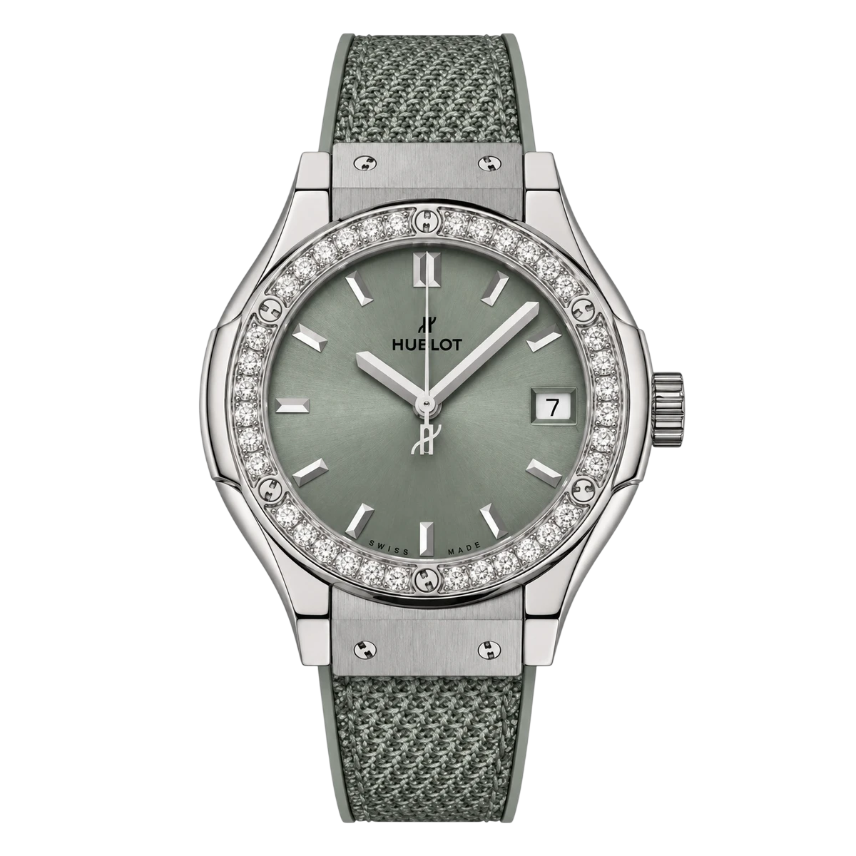Hublot Classic Fusion 33mm Titanium Sage Green Diamond Bezel 581.NX.891G.NR.1104