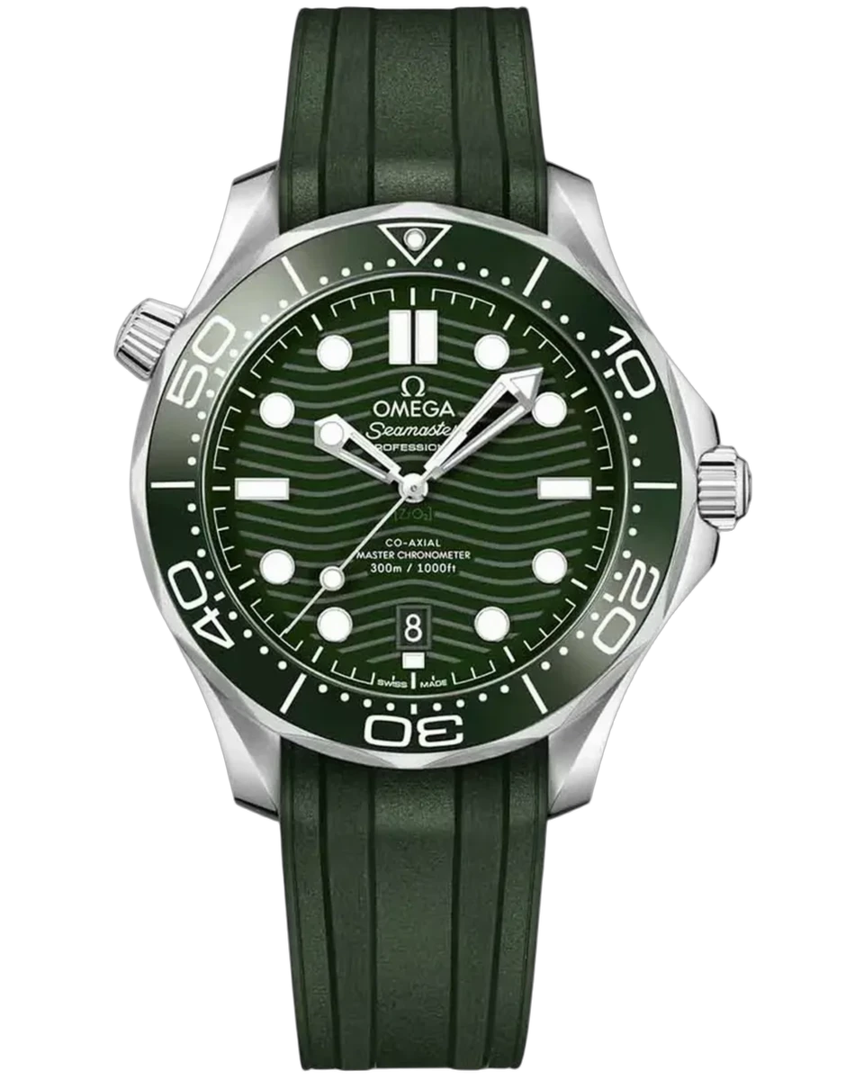 Omega Seamaster Diver 300M Co-Axial Master Chronometer 210.32.42.20.10.001 Green Dial 42mm Stainless Steel Rubber Strap