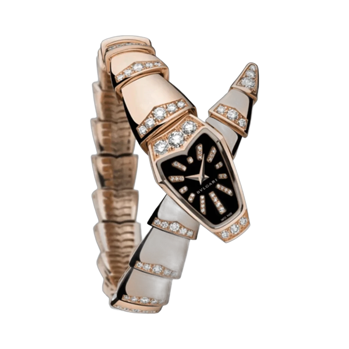 Bvlgari Serpenti 102344 18 Karat Roségold Schwarzes Zifferblatt