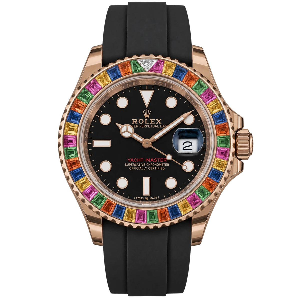 Rolex Yacht Master Tutti Frutti 116695SATS Rose Gold Case with Gem Set Bezel 40mm Men's Watch