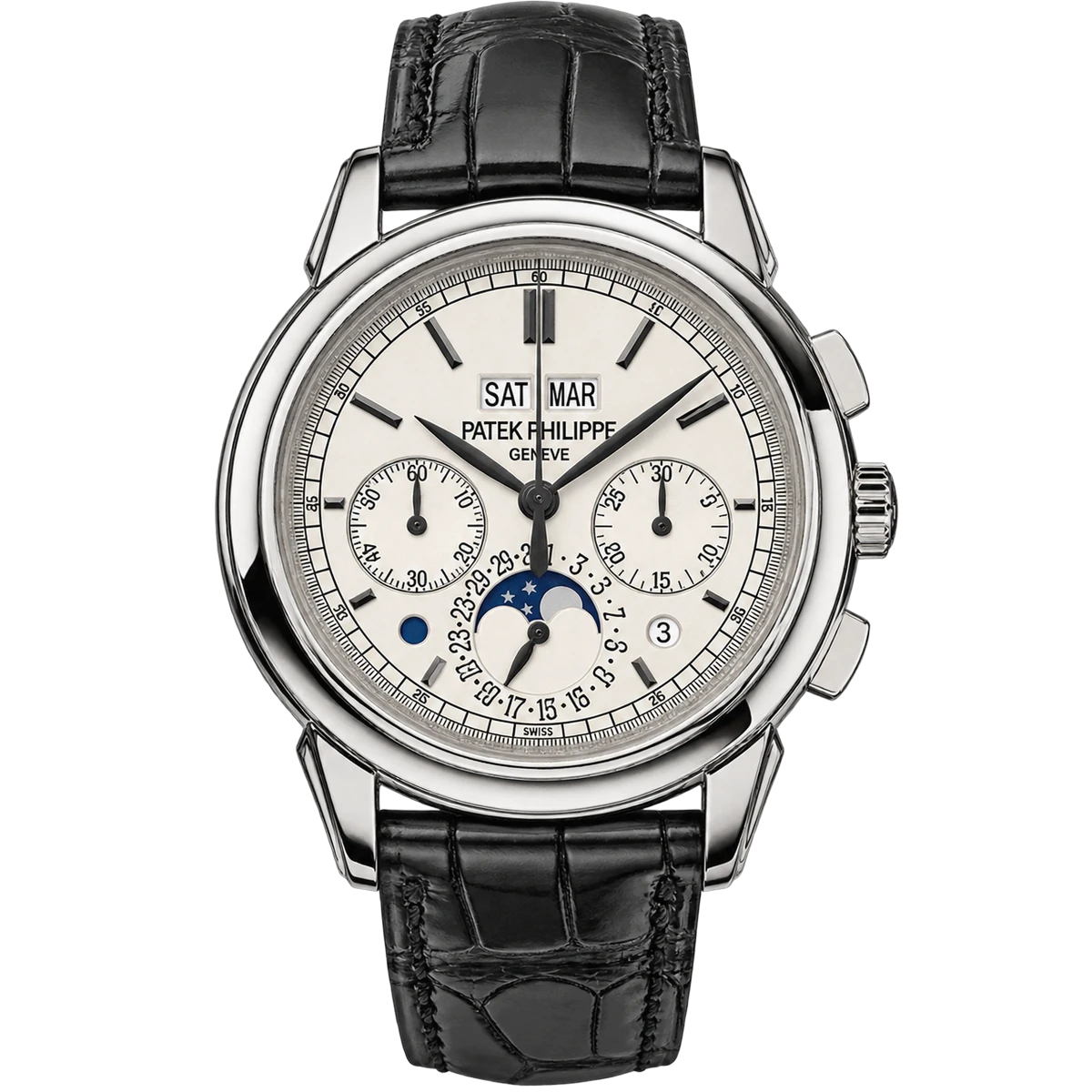 百达翡丽 Grand Complications 5270G-001 白金 41 毫米银色蛋白石表盘男士手表