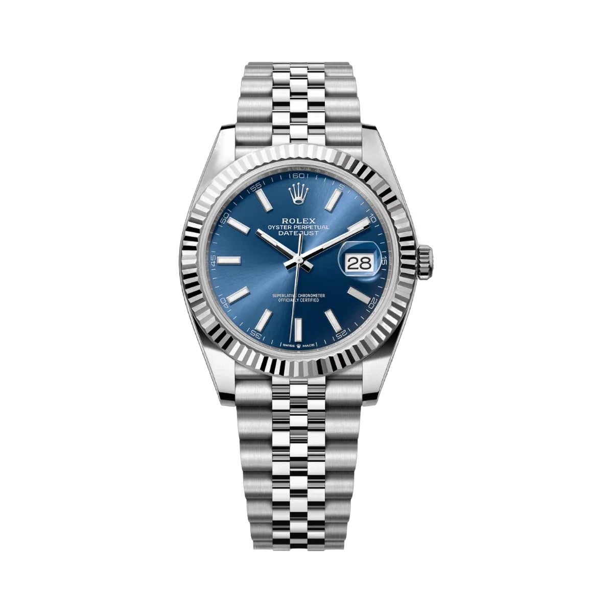 Rolex Datejust m126334-0002 Oystersteel White Gold 41mm Blue Index Dial Men's Watch