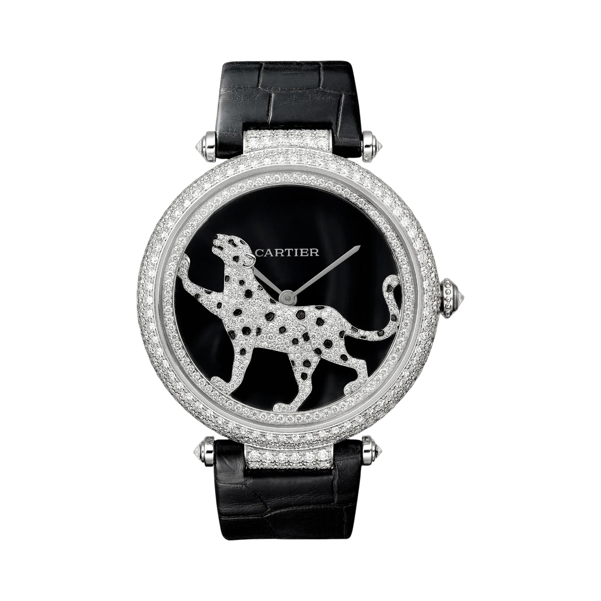 Cartier Panthere Jewellery HPI00692 Black Dial WG Diamond Bezel 42.75mm 18K White Gold