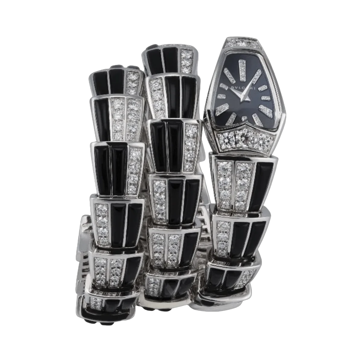 Bvlgari Serpenti 102112 SPW26BGD1GD1O.2T Weißgold schwarzes Zifferblatt