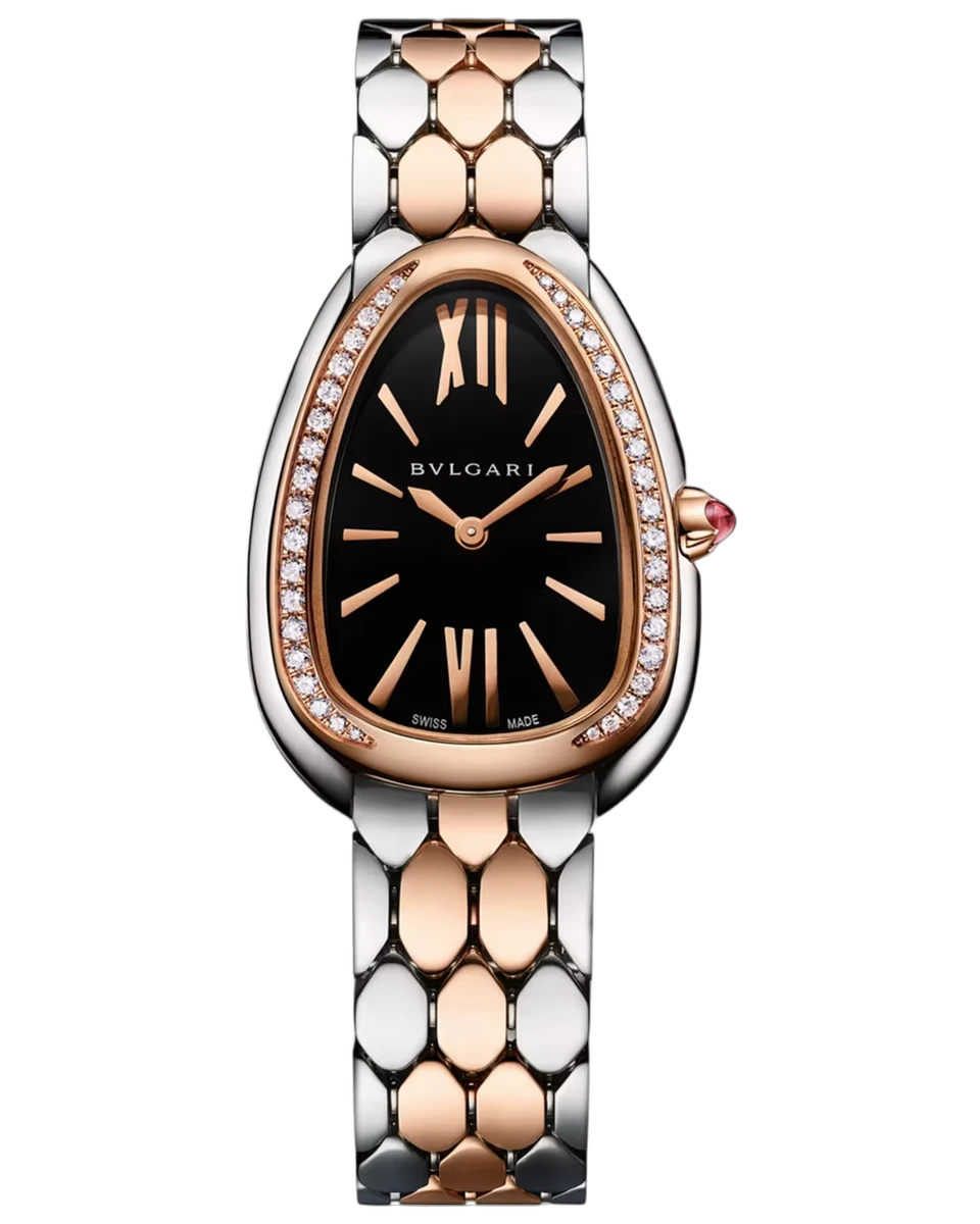 Bvlgari Serpenti Seduttori Black Opaline 103951 33MM Steel and Rose Gold
