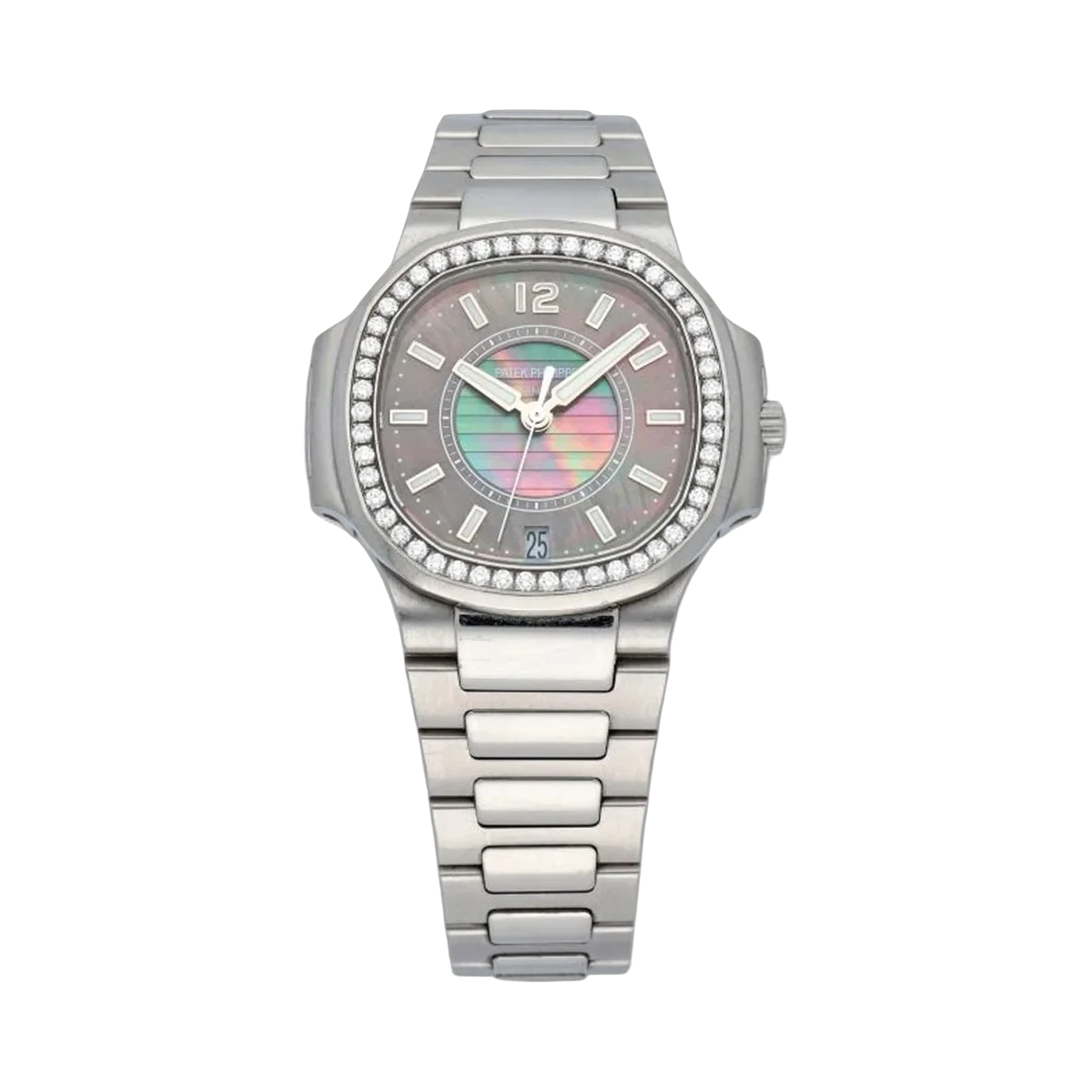 Patek Philippe Nautilus 7008/1A-012 Stainless Steel Diamond-set Bezel 33.6mm Tahitian MOP Dial Ladies Watch