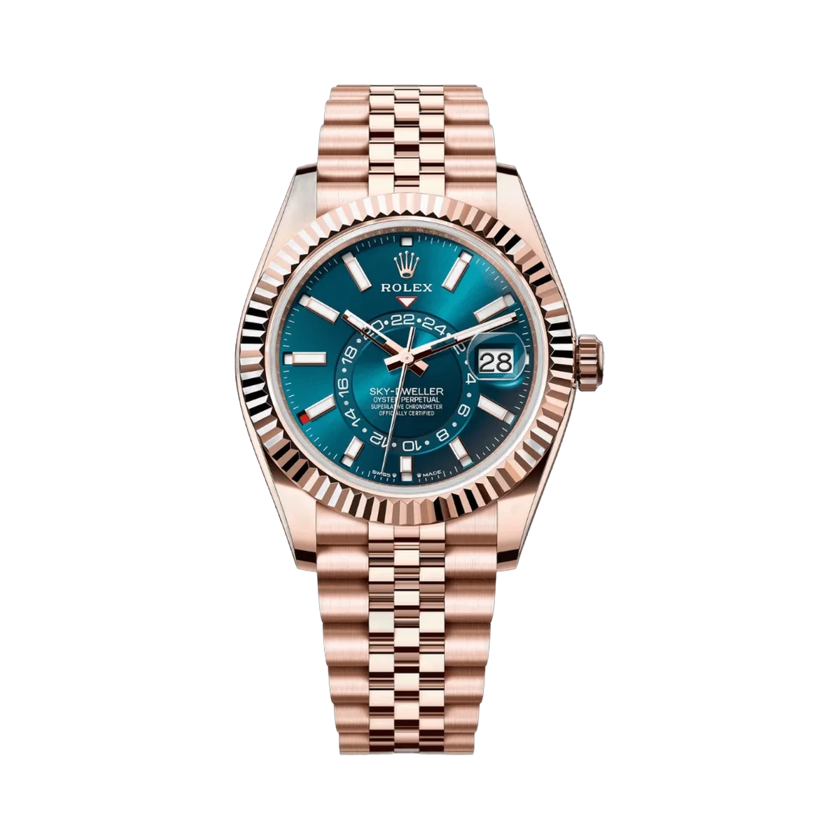 Rolex Sky Dweller 336935-0005 Everose Gold Blue-Green Dial 42mm Men’s Watch