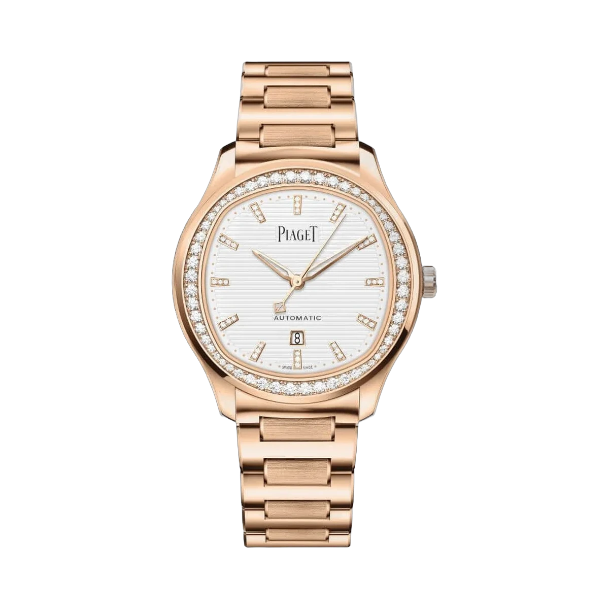 Piaget Polo G0A46020 Date Diamond Bezel 18K Rose Gold White Dial