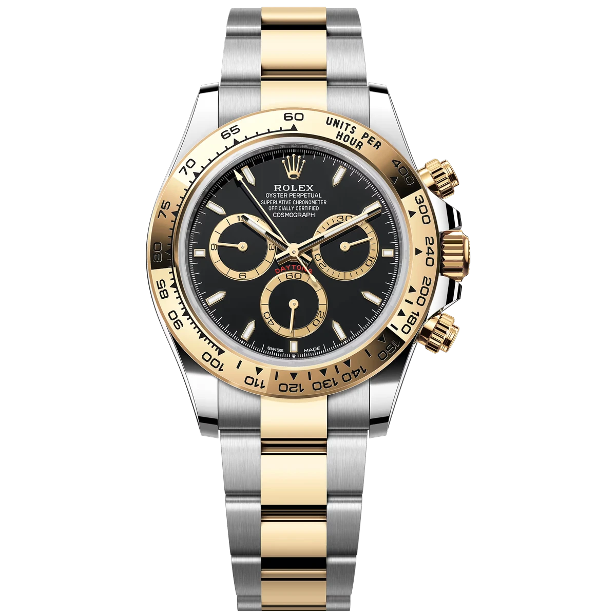 Rolex Cosmograph Daytona 126503-0003 من الفولاذ المُقاوم للصدأ والذهب الأصفر مع ميناء أسود