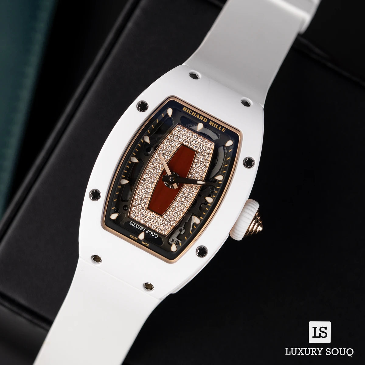 Richard Mille Rm07-01 Rg-Atz Diamond Set White Ceramic Case Red Jasper Dial