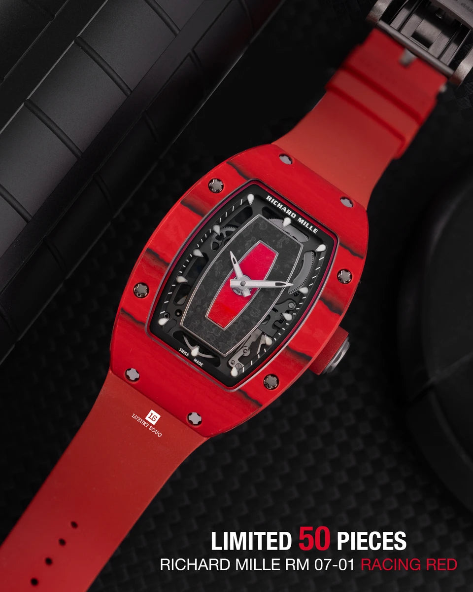 Richard Mille RM 07-01 Racing Red Carbon TPT Automatic Winding 45.66mm Black Dial Ladies Watch