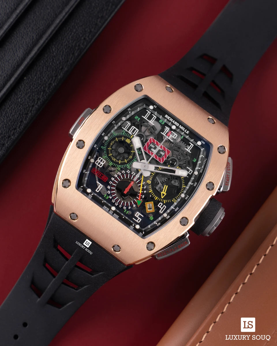Richard Mille RM 11-02 GMT Rose Gold & Titanium 42.7mm Skeleton Dial Men's Watch