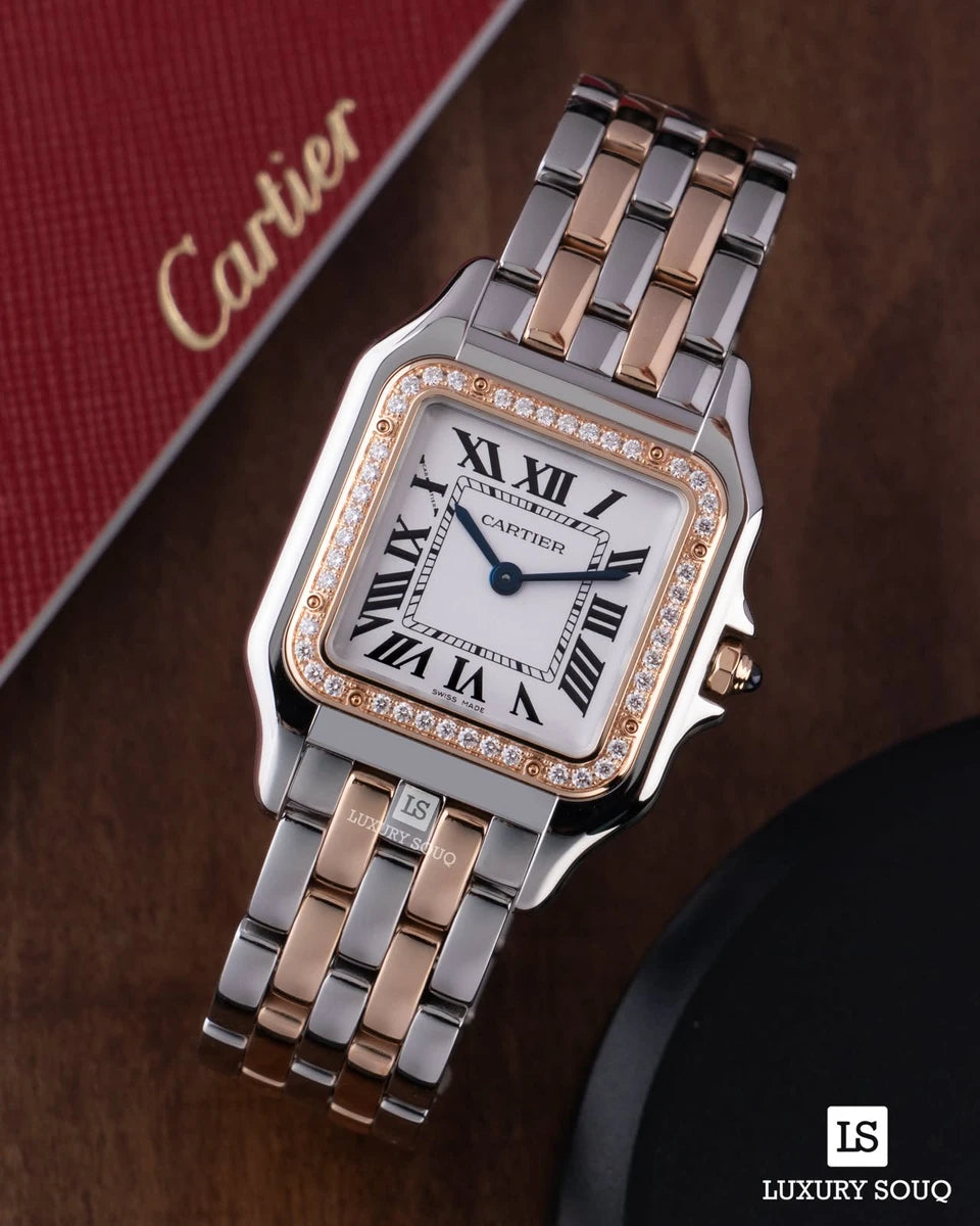 Cartier Panthère De Cartier W3PN0015 18K Rose Gold Stainless Steel Diamond Set Bezel