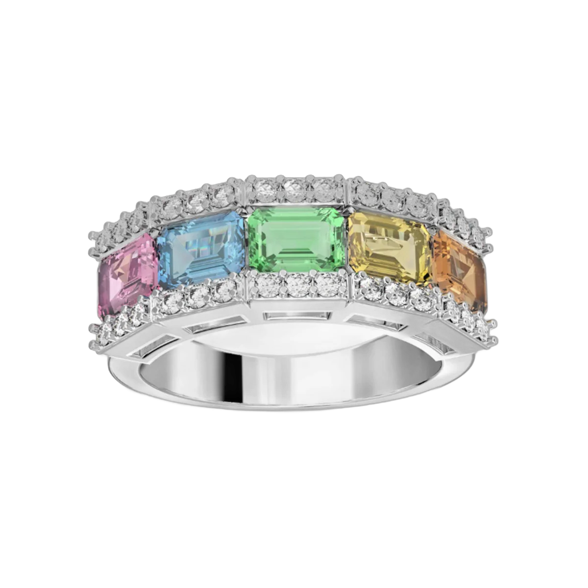 RAINBOW SAPPHIRE OCTAGONAL RING- 3.09 CTS- HRD-G-H/SI 788R,Total Wt - 5.81gm – additional product photo 2