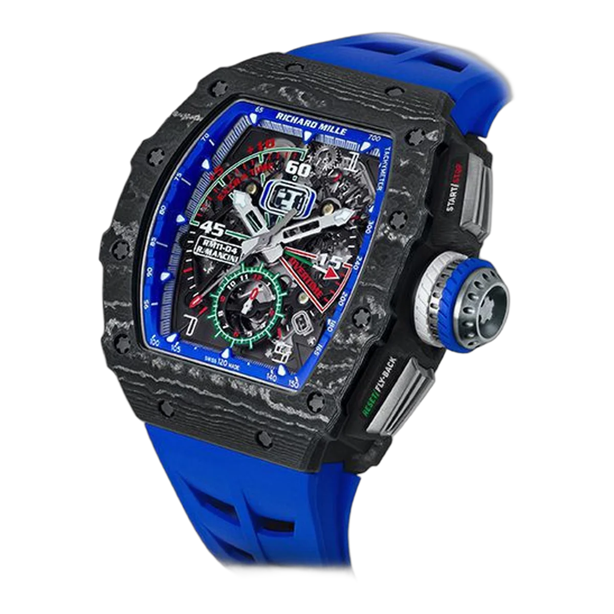 Richard Mille RM 11-04 CA Roberto Mancini Automatic Flyback Chronograph 49.94Mm X 44.50Mm Blue Rubber Straps Men's Watch