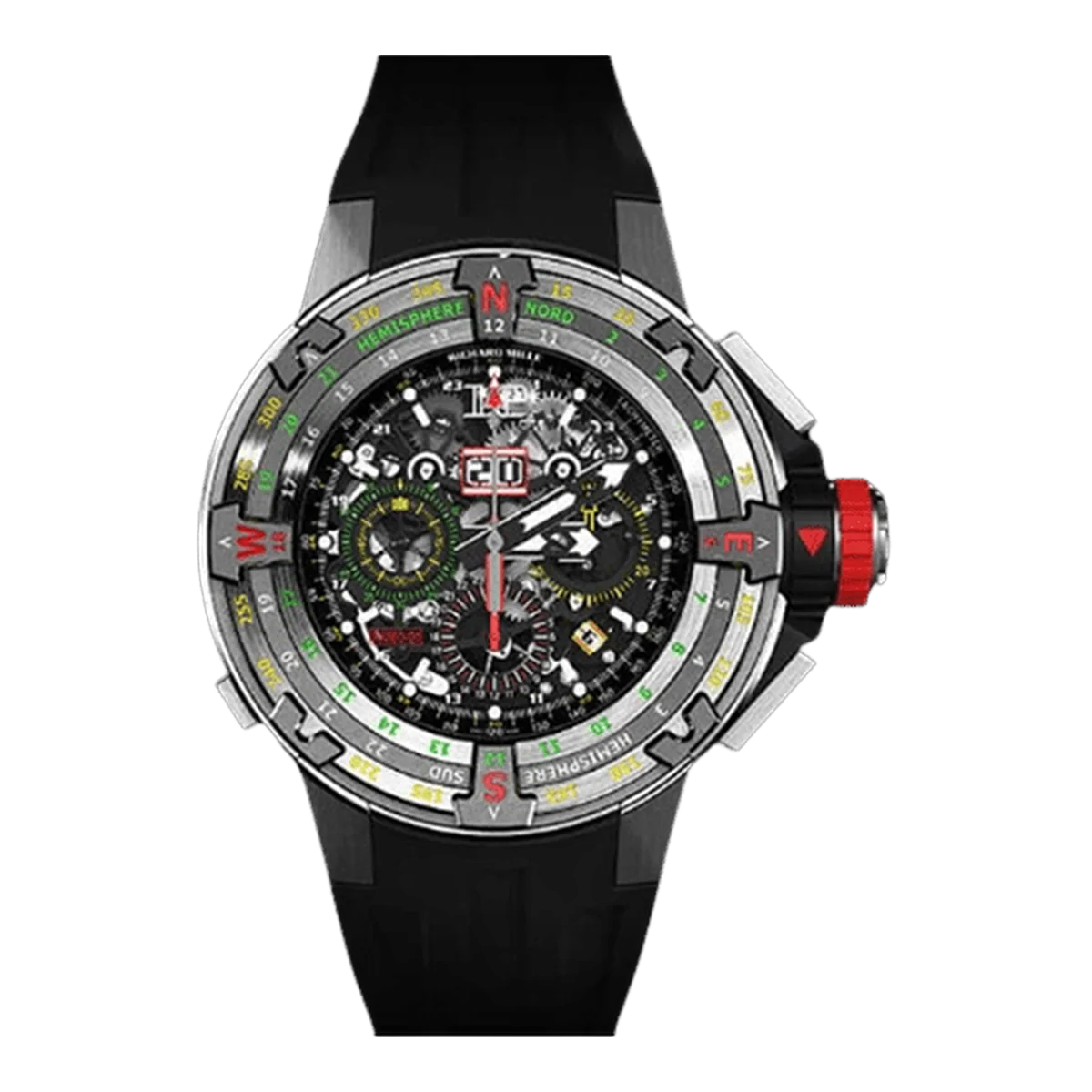 Richard Mille Rm 60-01 Regatta Flyback Chronograph Skeletonized Dial 50Mm Titanium Black Rubber Straps Men's Watch