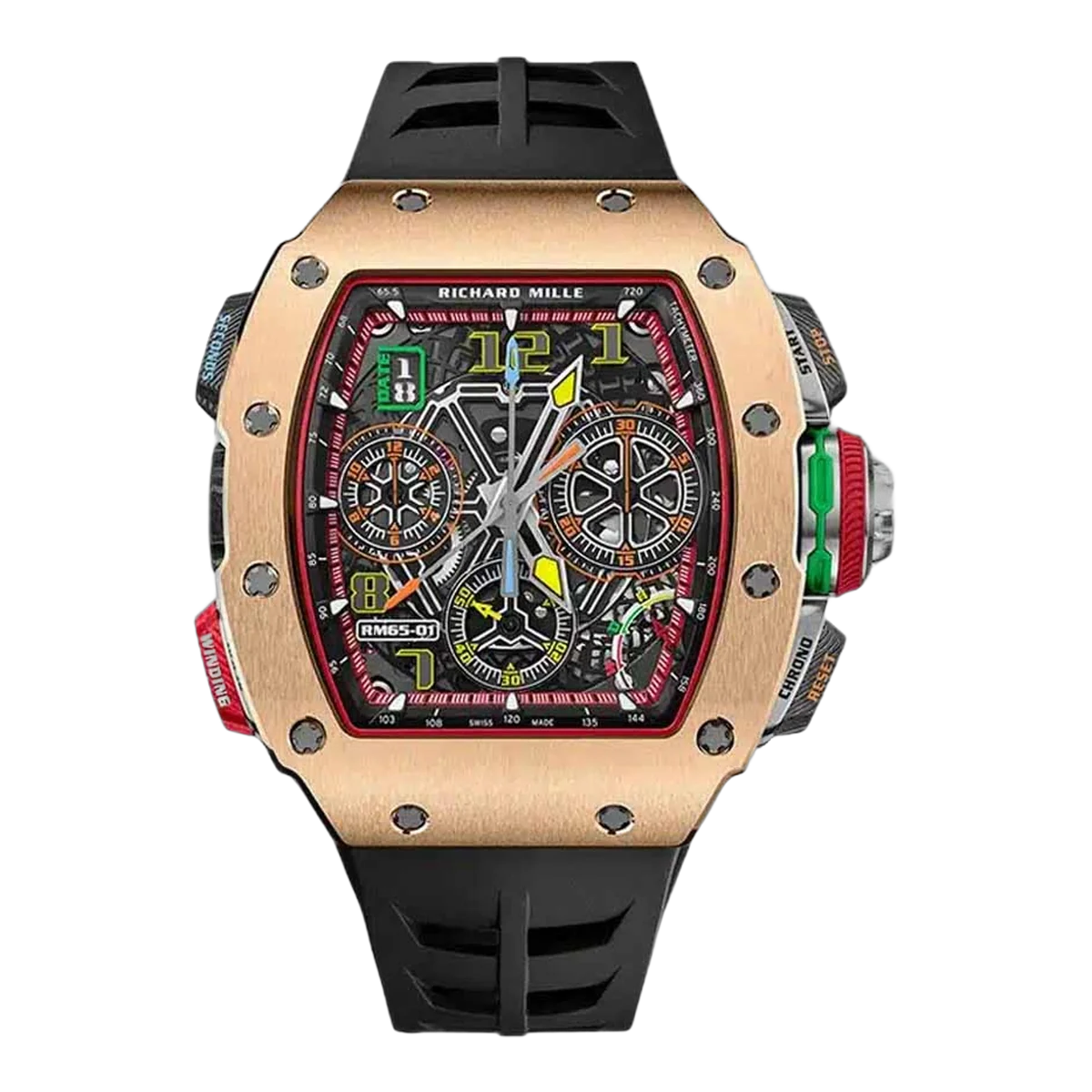 Richard Mille RM 65-01 CA RG Split Seconds Chronograph 18k Rose Gold & Carbon 50mm Men's Watch