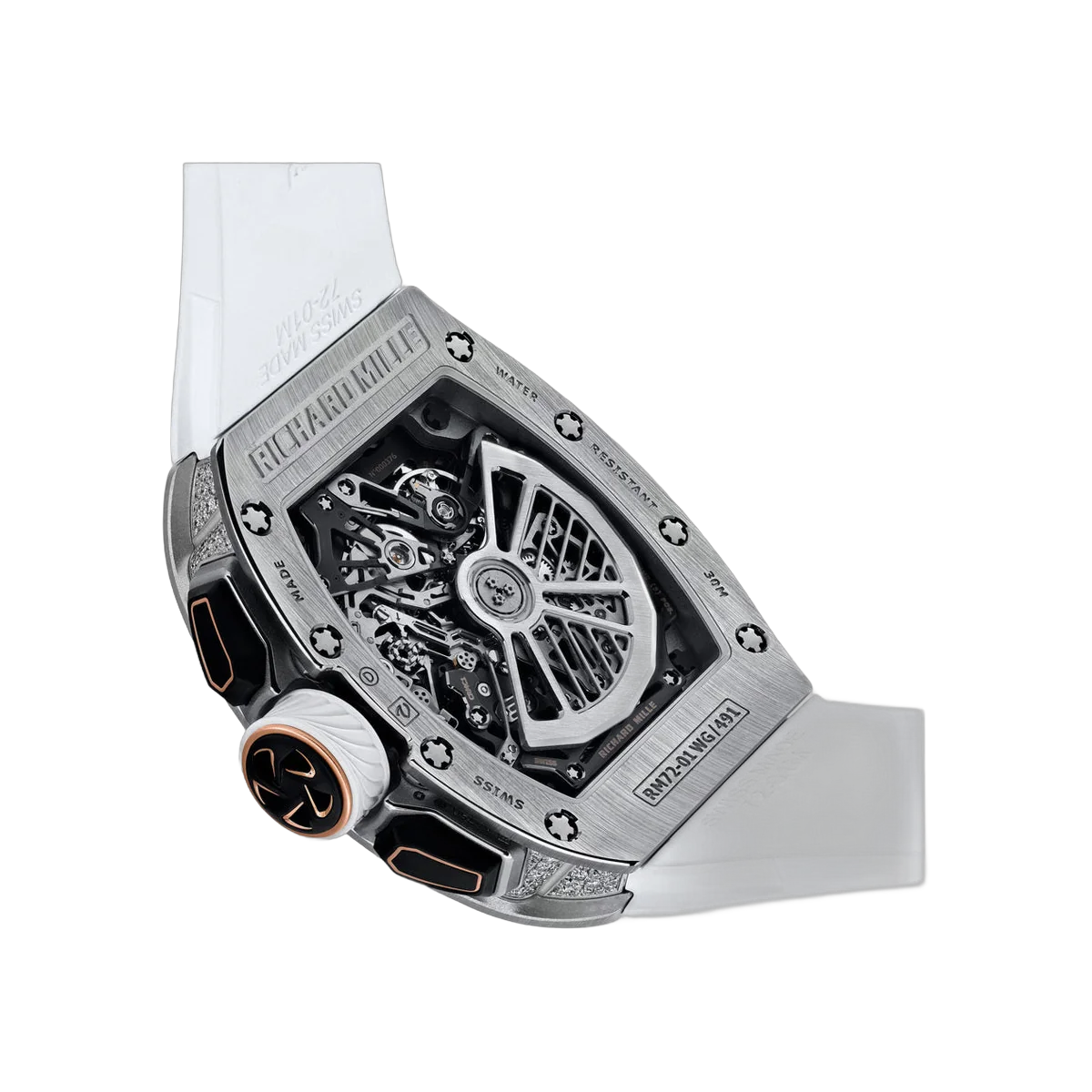 Richard Mille RM 72-01 Lifestyle Flyback Chronograph White Gold Diamond Bezel Skeleton Dial 47mm Men's Watch – additional product photo 3