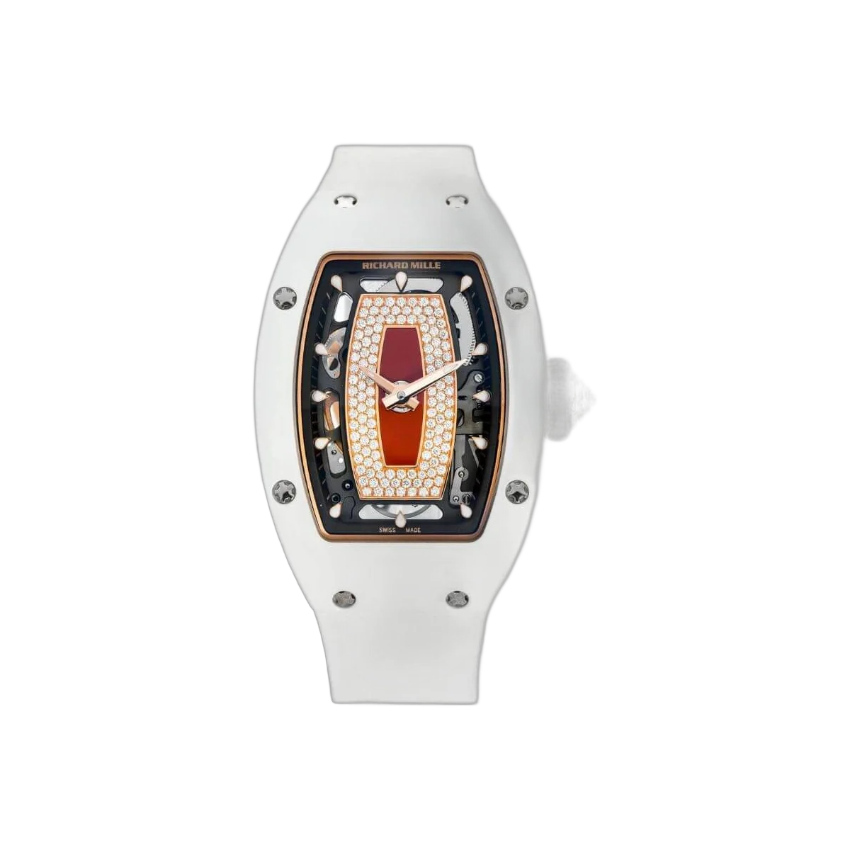 Richard Mille Rm07-01 Rg-Atz Diamond Set White Ceramic Case Red Jasper Dial