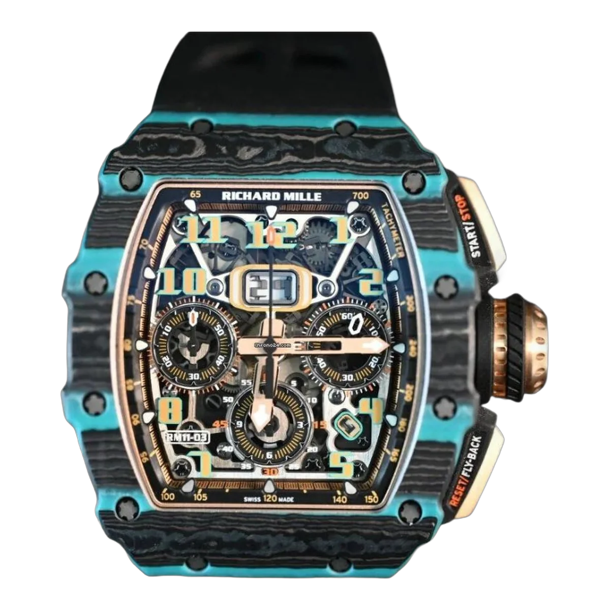 Richard Mille RM11-03 CA FQ Ultimate Limited Edition 44Mm Carbon Black Rubber Straps