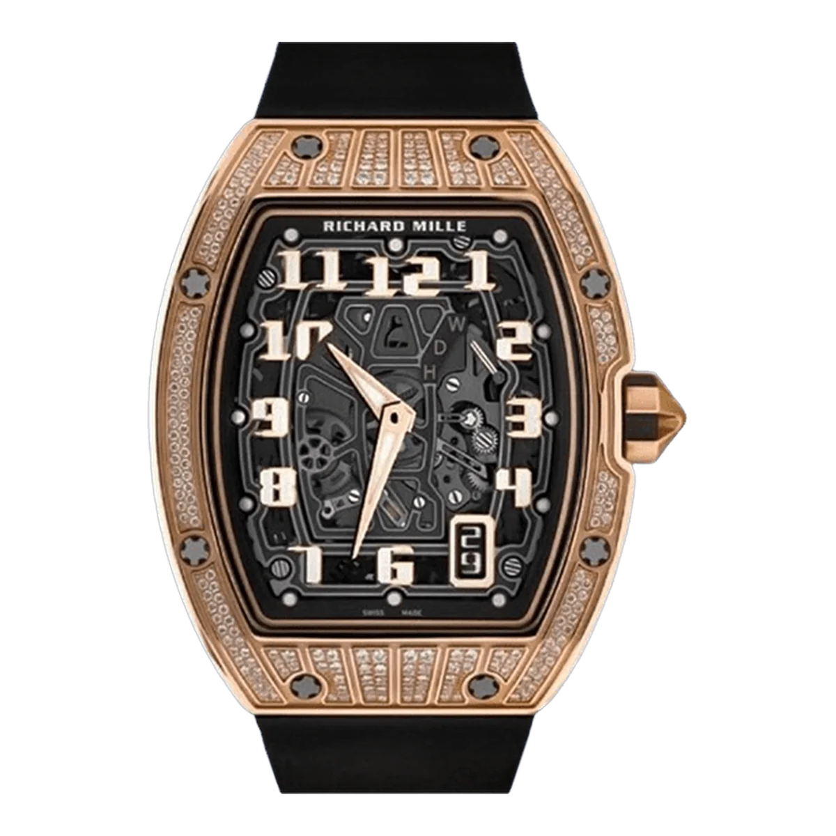 Richard Mille Rm67-01 Rg Skeleton Automatic Extra Flat Diamond Pave 38.7Mm 18K Rose Gold Ladies Watch