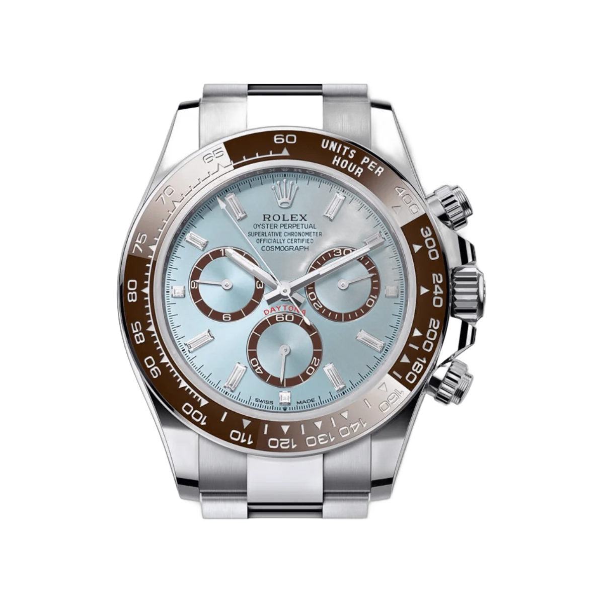 Rolex Cosmograph Daytona 126506-0002 Diamond-Set Chestnut Brown Bezel Oyster Platinum Bracelet Ice Blue Dial – additional product photo 3