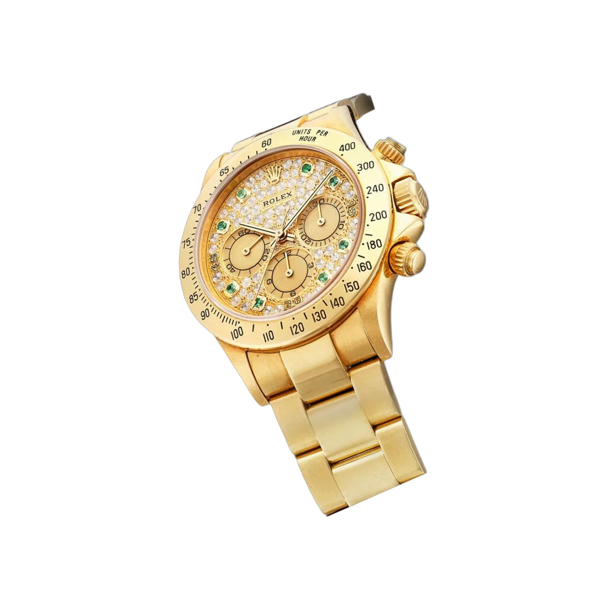 Rolex Cosmograph Daytona 16528 Yellow Gold 40mm Champagne Diamond & Emerald-set Dial Men's Watch – additional product photo 2