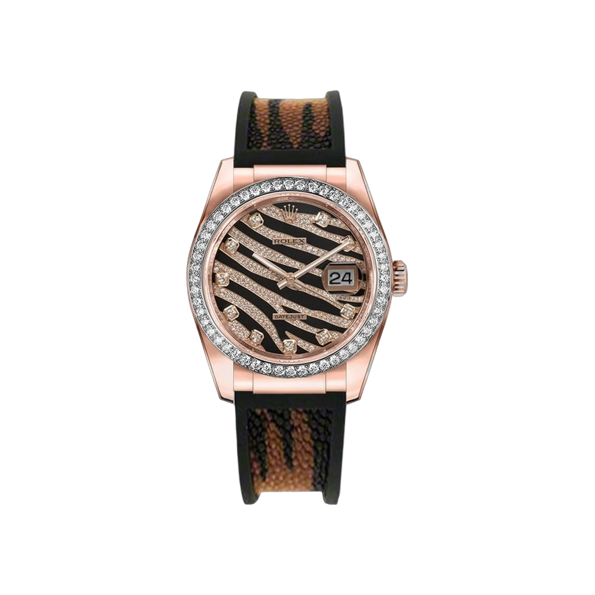 Rolex Datejust 116185BBR Rose Gold 36mm Diamond Pave Dial Ladies Watch