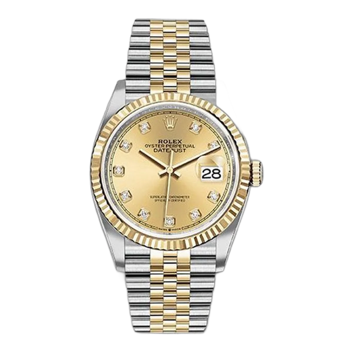 Rolex Datejust 126233 CHDJ Stainless Steel And 18Kt Yellow Gold 36mm Champagne Diamond Dial Men's Watch
