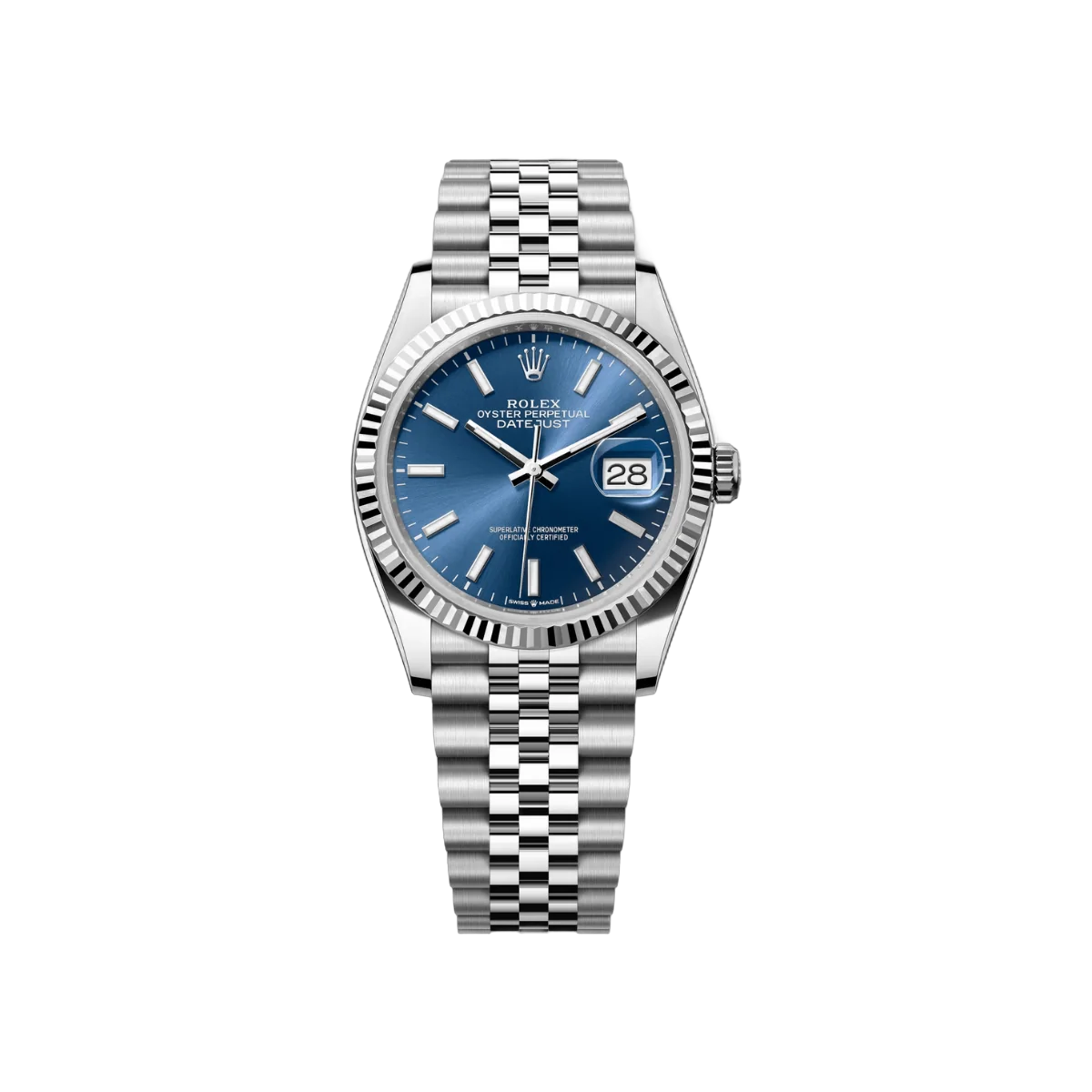 Rolex Datejust 126234-0017 Oystersteel White Gold Bright Blue Dial 36mm Unisex Watch