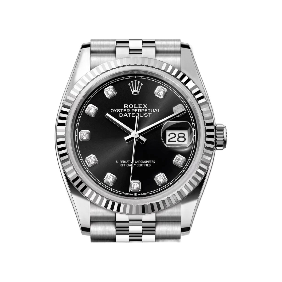 Rolex Datejust 126234-0027 Oystersteel White Gold Diamond Numerals Bright Black Dial 36mm Unisex Watch – additional product photo 3