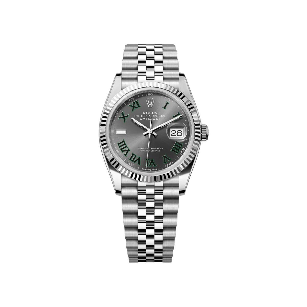 Rolex Datejust 126234-0045 Oystersteel White Gold Gray Dial 36mm Unisex Watch