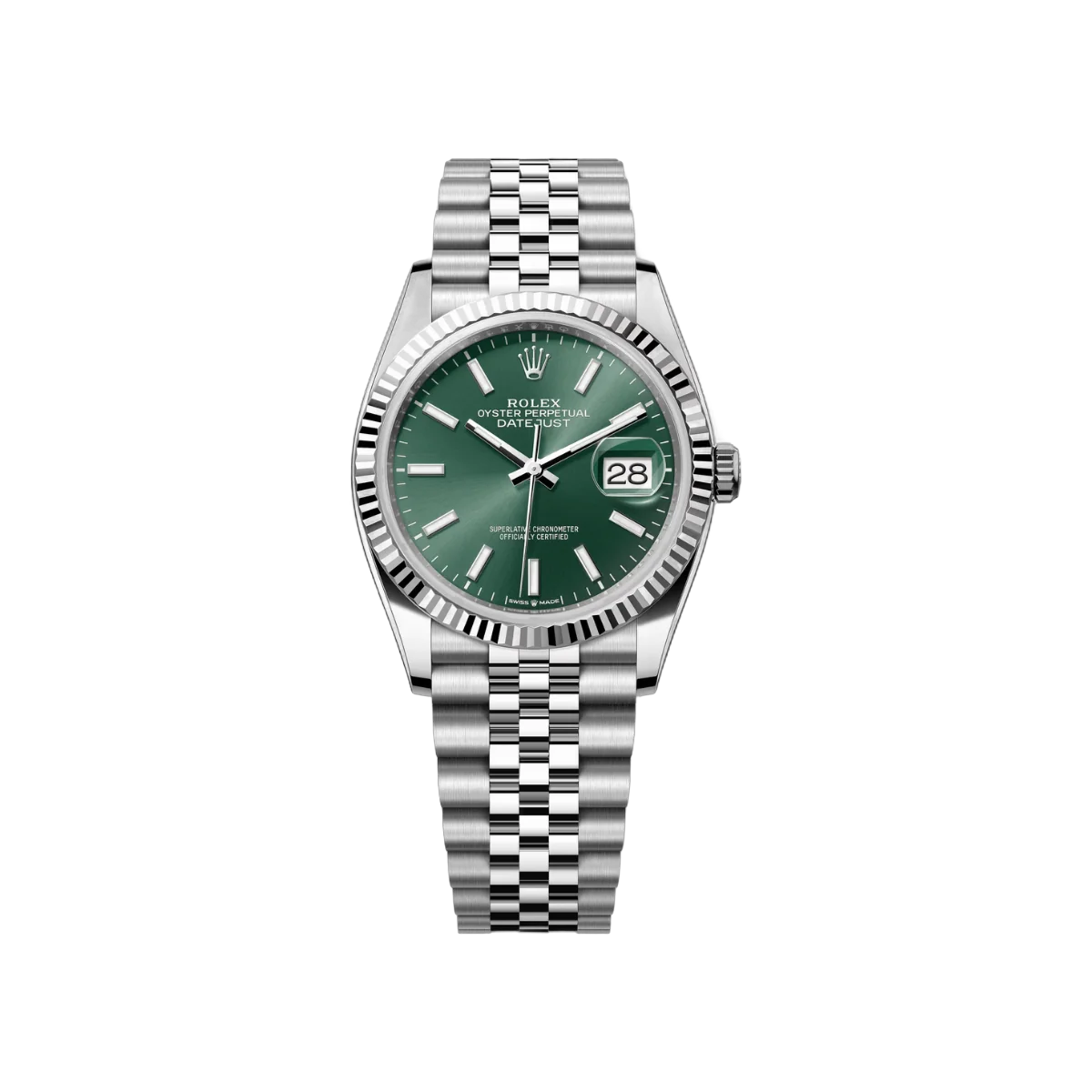 Rolex Datejust 126234-0051 Oystersteel White Gold Mint Green Dial 36mm Unisex Watch