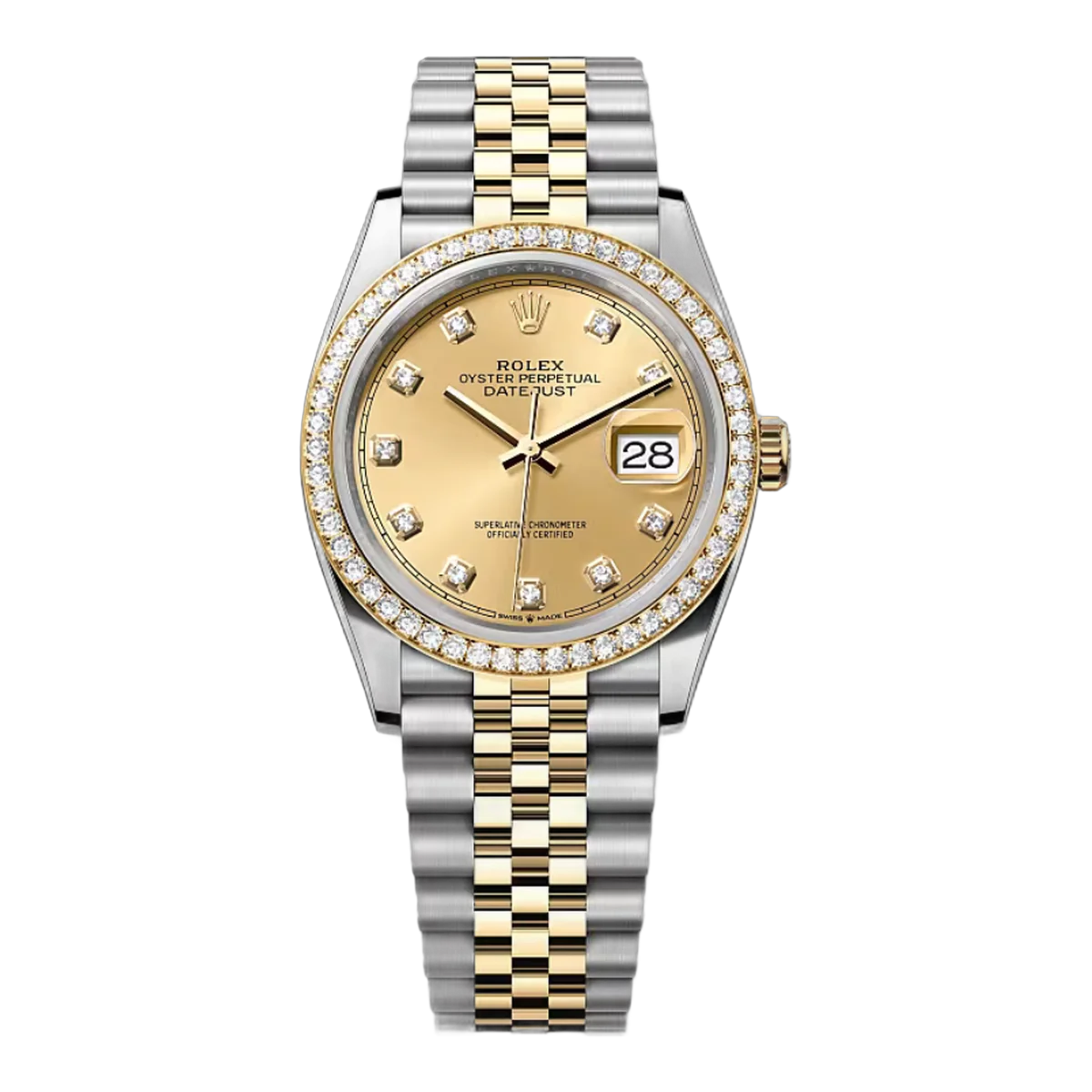 Rolex Datejust 126283RBR-0003 Oystersteel-Yellow Gold Champagne Dial 36mm Women’s Watch