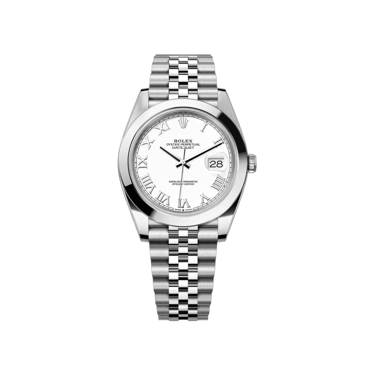 Rolex Datejust 126300-0016 Oyster Perpetual Roman Numerals 41mm White Dial Mens Watch