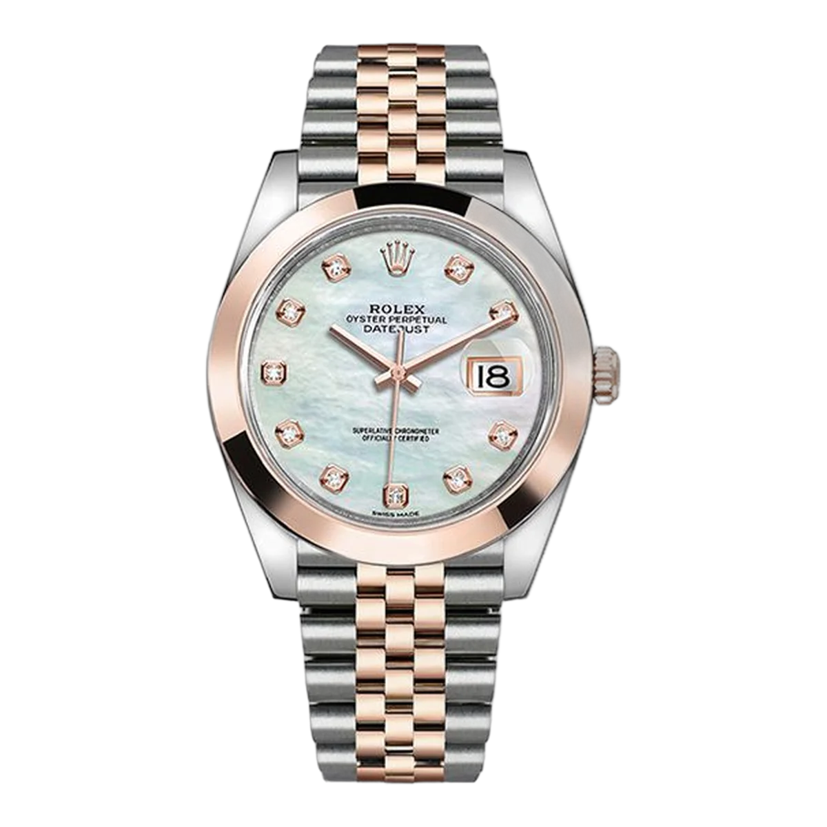 Rolex Datejust 126301 MDJ Mother Of Pearl Diamonds 41Mm Oystersteel And 18 Karat Everose Gold Men's Watch