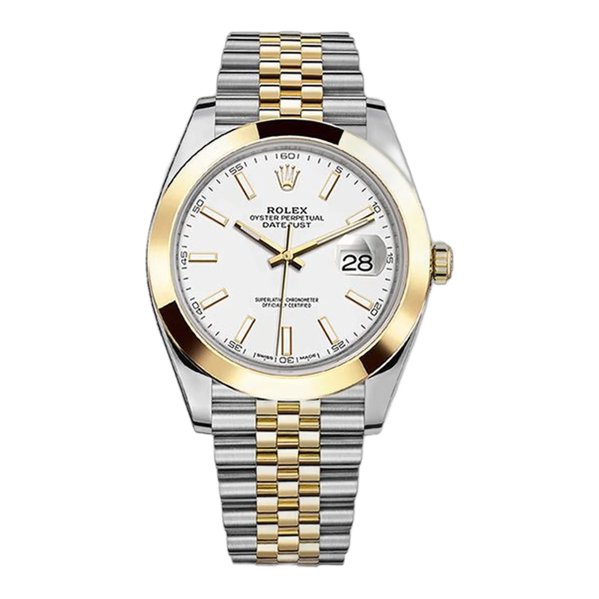 Rolex Datejust 126303 Wij 18K Yellow Gold & Oystersteel 41mm White Dial Jubilee Bracelet Men's Watch