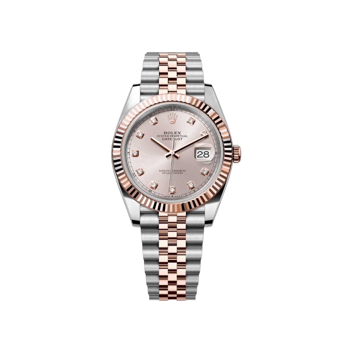 Rolex Datejust 126331-0008 Oyster Perpetual 18K Everose Gold 41Mm Sundust Dial Diamond Markers Men’s Watch