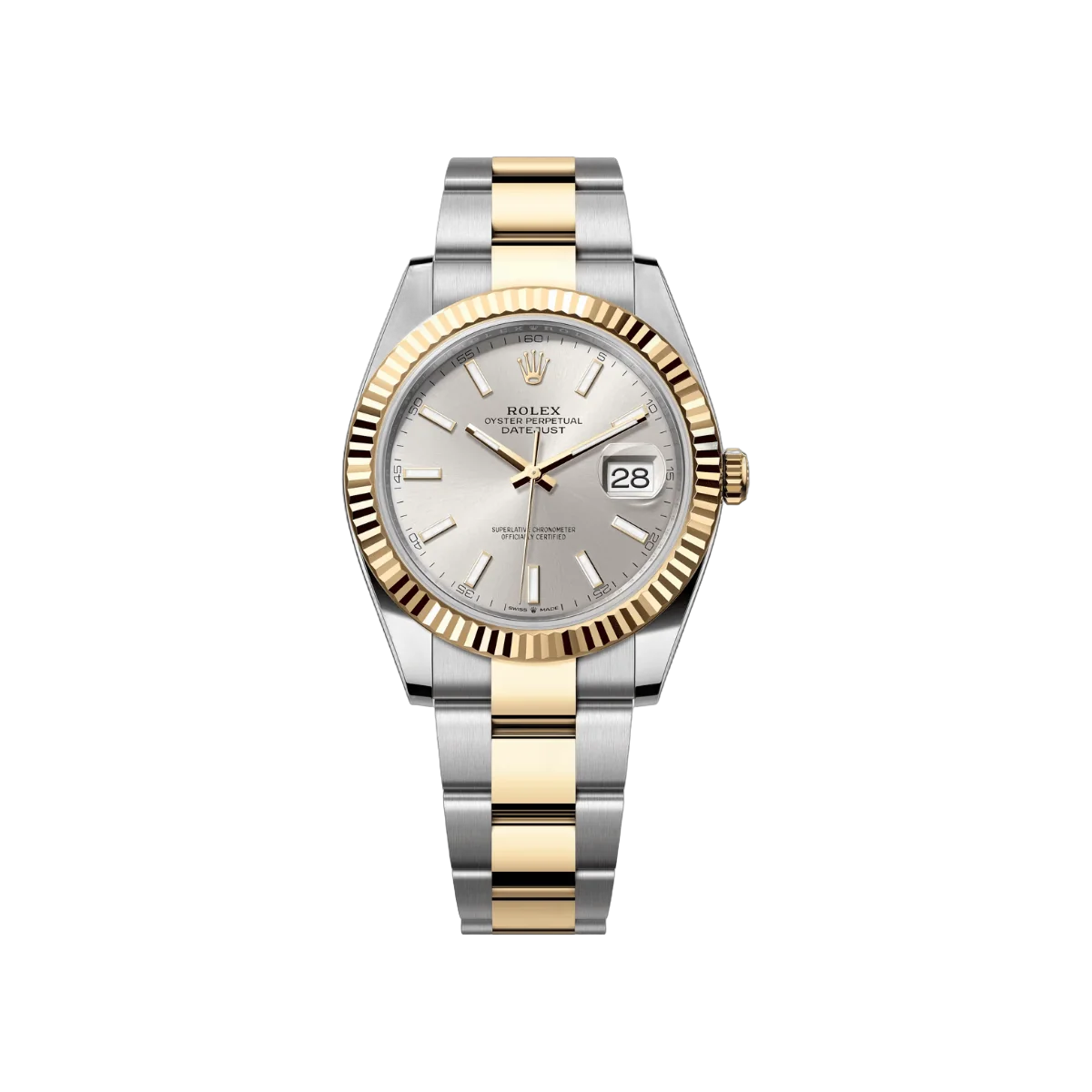 Rolex Datejust 126333-0001 Oystersteel 18kt Yellow Gold 41mm Silver Dial Mens Watch