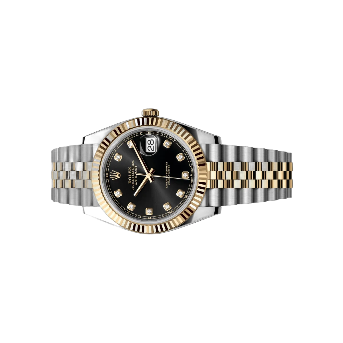 Rolex Datejust 126333-0006 Oystersteel 18Kt Yellow Gold Fluted Bezel 41mm Black Diamond Dial Men's Watch – additional product photo 2