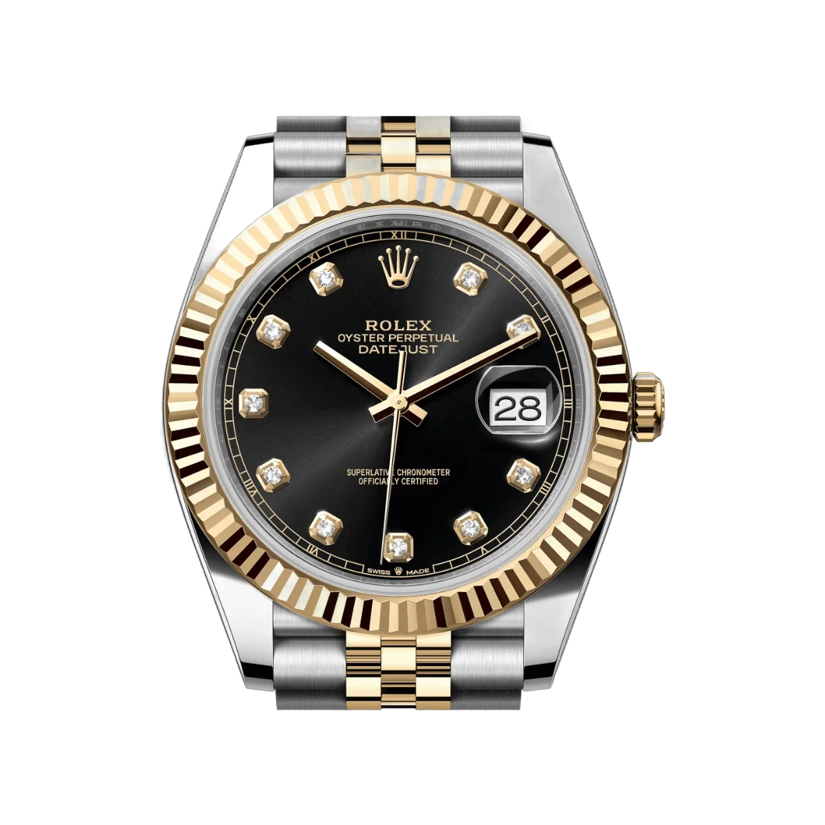 Rolex Datejust 126333-0006 Oystersteel 18Kt Yellow Gold Fluted Bezel 41mm Black Diamond Dial Men's Watch – additional product photo 3