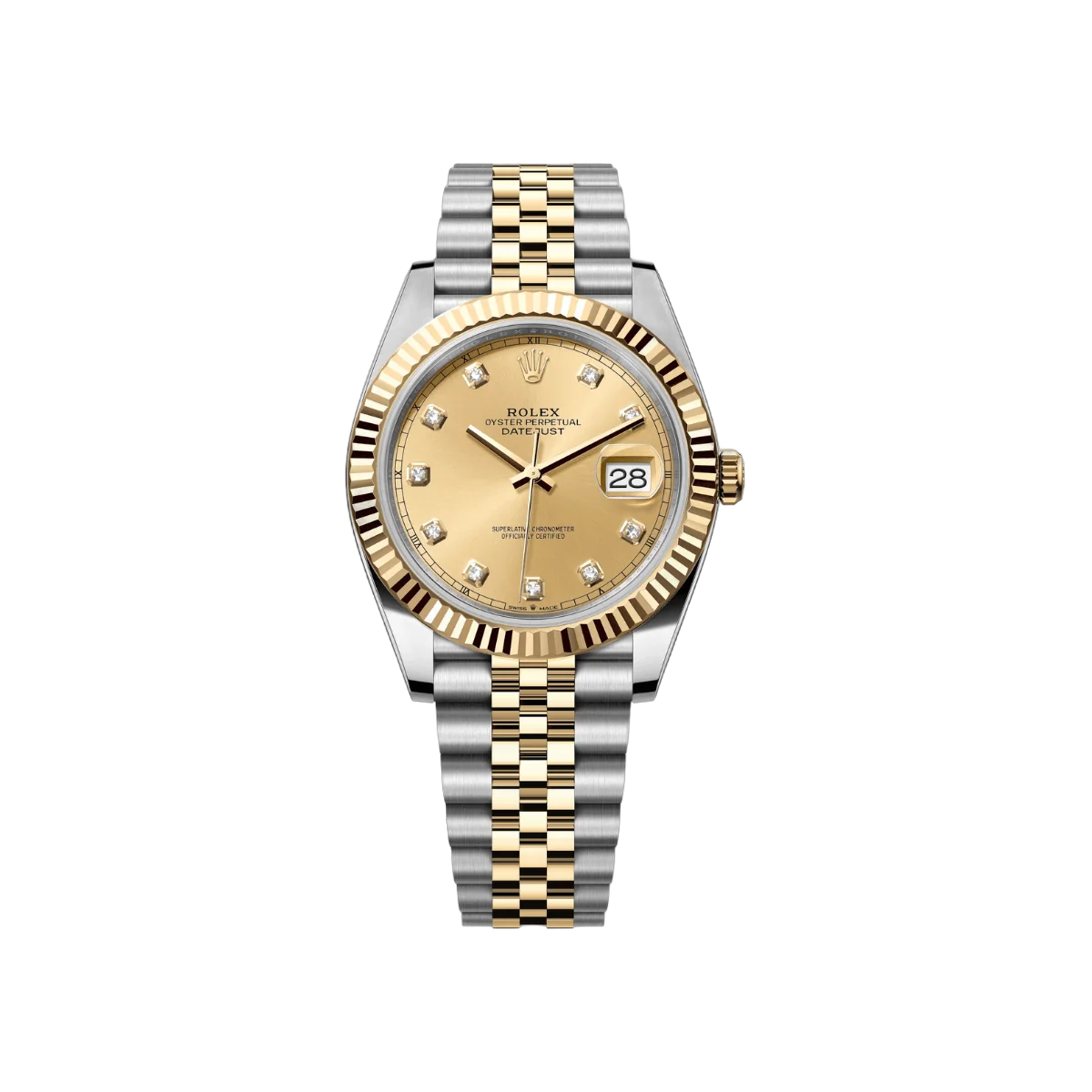 Rolex Datejust 126333-0012 Oystersteel 18kt Yellow Gold Diamond Numerals 41mm Champagne Dial Mens Watch