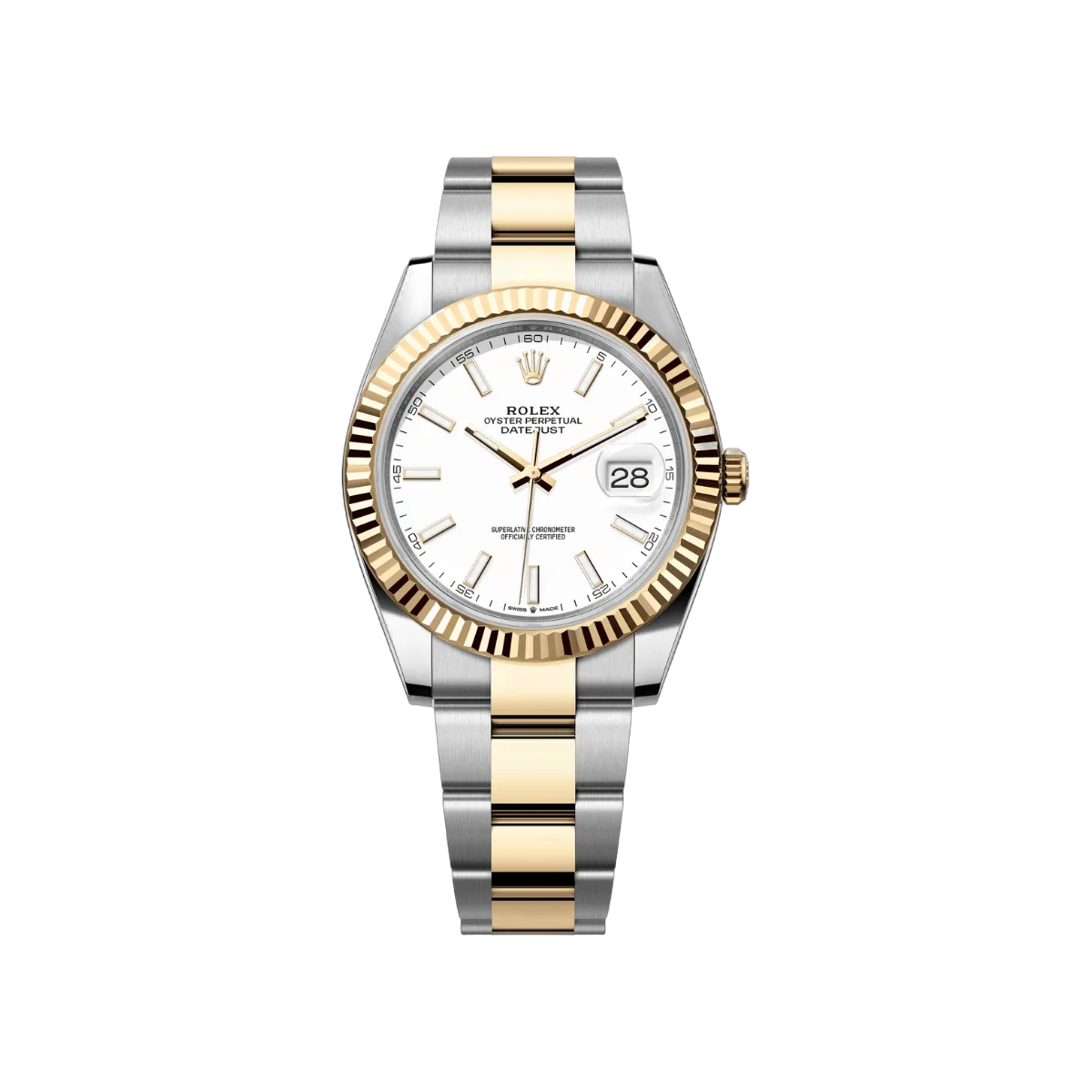 Rolex Datejust 126333-0015 Oystersteel 18kt Yellow Gold 41mm White Dial Mens Watch