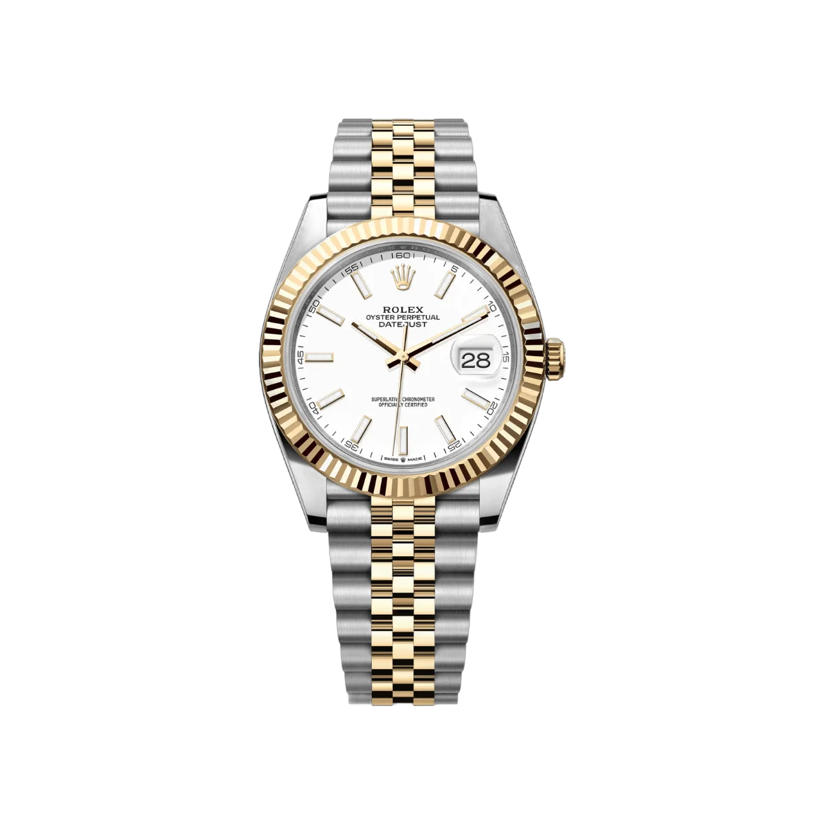 Rolex Datejust 126333-0016 Oystersteel 18kt Yellow Gold 41mm White Dial Mens Watch