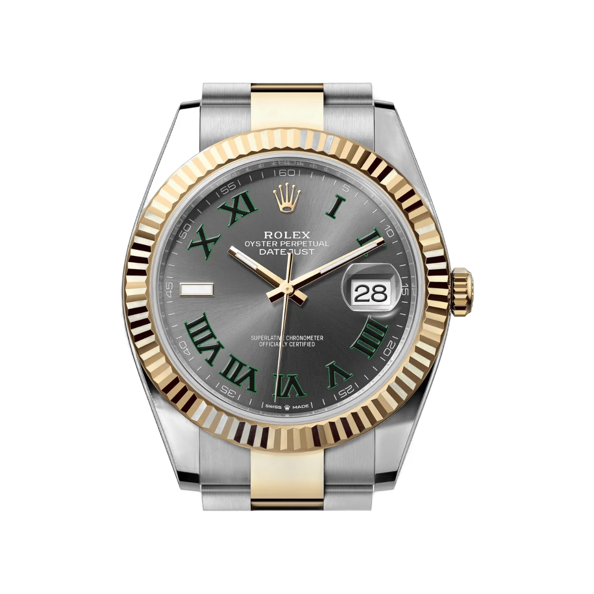 Rolex Datejust 126333-0019 Oystersteel 18kt Yellow Gold Green Numerals 41mm Grey Dial Mens Watch – additional product photo 3