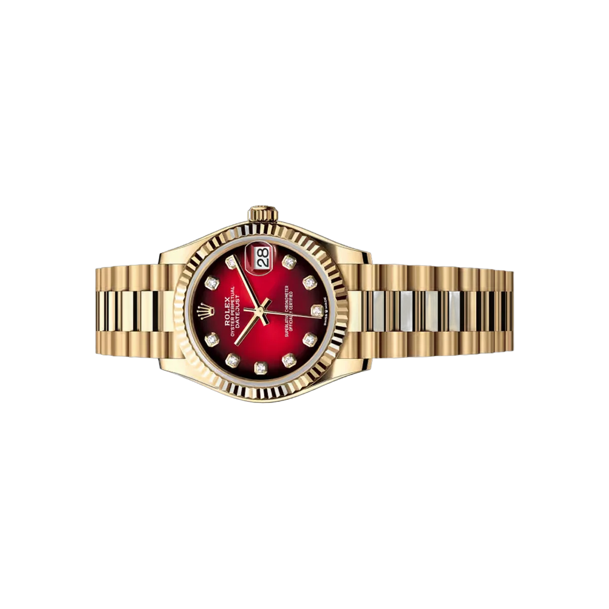 Rolex Datejust 278278-0049 Yellow Gold 31mm Red Ombré Diamond Dial Ladies Watch – additional product photo 2